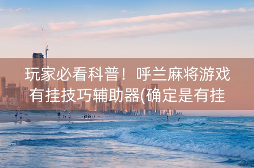 玩家必看科普！呼兰麻将游戏有挂技巧辅助器(确定是有挂)