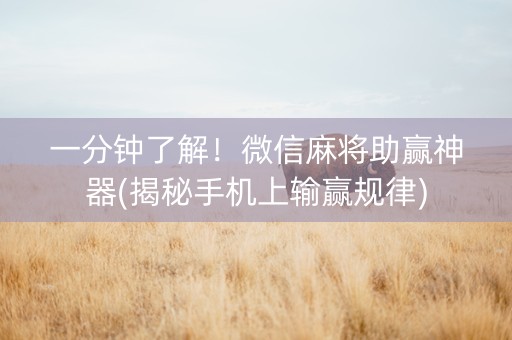 一分钟了解！微信麻将助赢神器(揭秘手机上输赢规律)