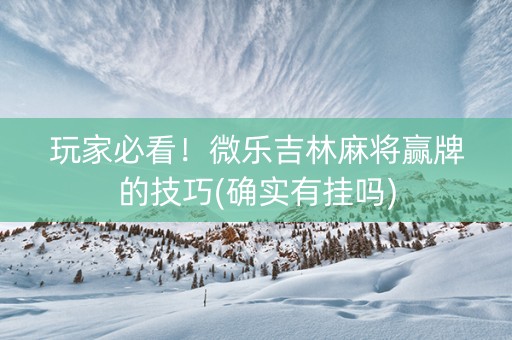 玩家必看！微乐吉林麻将赢牌的技巧(确实有挂吗)