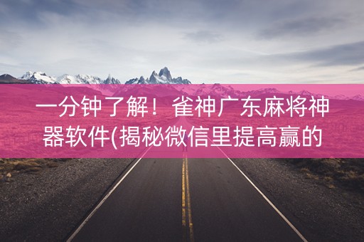 一分钟了解！雀神广东麻将神器软件(揭秘微信里提高赢的概率)