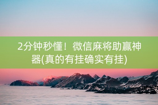 2分钟秒懂！微信麻将助赢神器(真的有挂确实有挂)