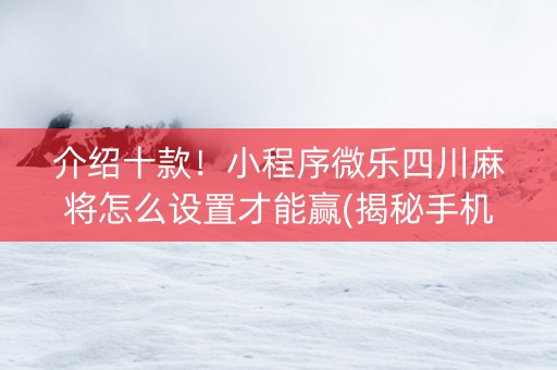 介绍十款！小程序微乐四川麻将怎么设置才能赢(揭秘手机上助赢神器购买)