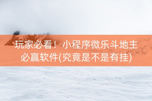 玩家必看！小程序微乐斗地主必赢软件(究竟是不是有挂)