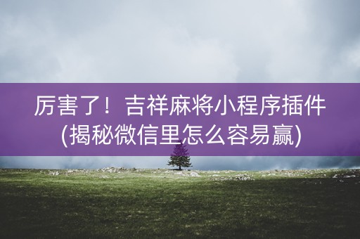 厉害了！吉祥麻将小程序插件(揭秘微信里怎么容易赢)