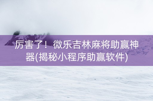 厉害了！微乐吉林麻将助赢神器(揭秘小程序助赢软件)