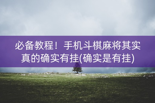 必备教程！手机斗棋麻将其实真的确实有挂(确实是有挂)