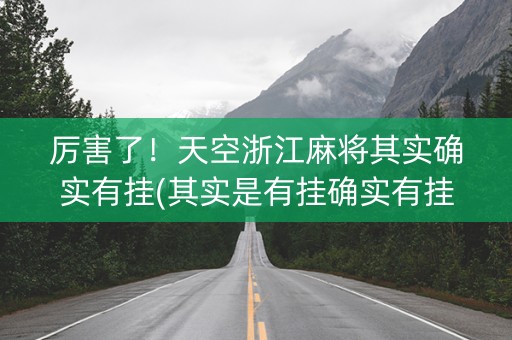 厉害了！天空浙江麻将其实确实有挂(其实是有挂确实有挂)