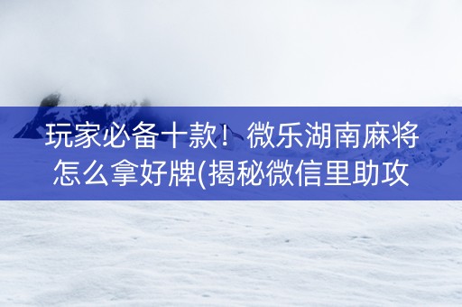 玩家必备十款！微乐湖南麻将怎么拿好牌(揭秘微信里助攻神器)