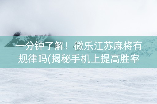 一分钟了解！微乐江苏麻将有规律吗(揭秘手机上提高胜率)