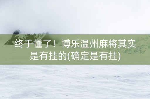 终于懂了！博乐温州麻将其实是有挂的(确定是有挂)