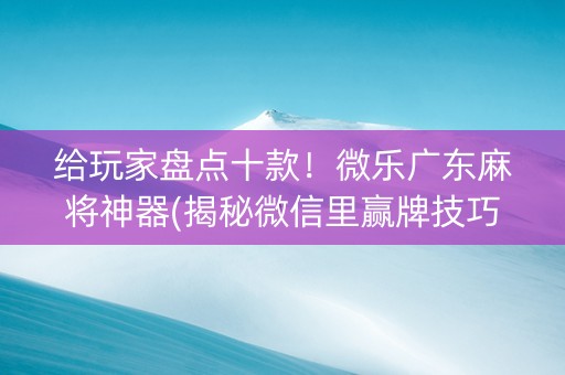 给玩家盘点十款！微乐广东麻将神器(揭秘微信里赢牌技巧)