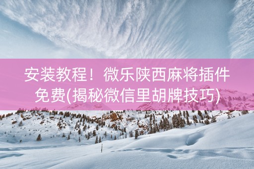 安装教程！微乐陕西麻将插件免费(揭秘微信里胡牌技巧)