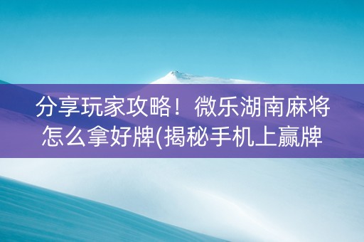 分享玩家攻略！微乐湖南麻将怎么拿好牌(揭秘手机上赢牌的技巧)