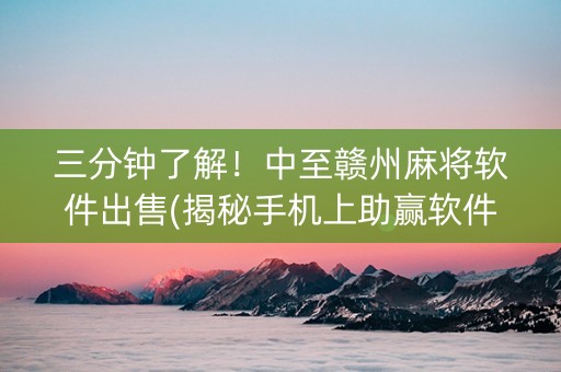 三分钟了解！中至赣州麻将软件出售(揭秘手机上助赢软件)