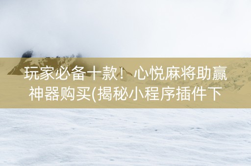 玩家必备十款！心悦麻将助赢神器购买(揭秘小程序插件下载)