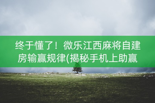 终于懂了！微乐江西麻将自建房输赢规律(揭秘手机上助赢神器)