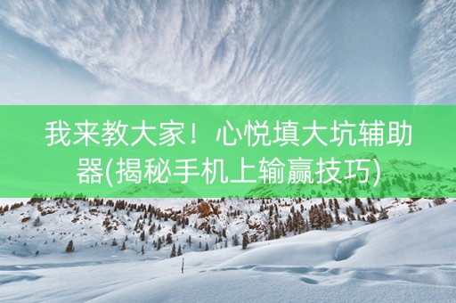我来教大家！心悦填大坑辅助器(揭秘手机上输赢技巧)