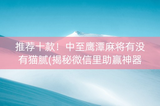 推荐十款！中至鹰潭麻将有没有猫腻(揭秘微信里助赢神器购买)