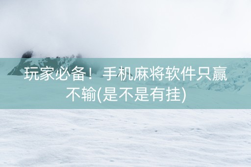 玩家必备！手机麻将软件只赢不输(是不是有挂)