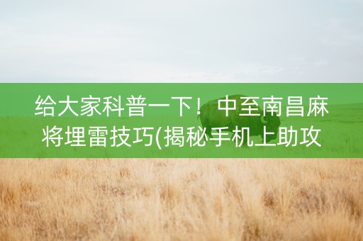 给大家科普一下！中至南昌麻将埋雷技巧(揭秘手机上助攻神器)