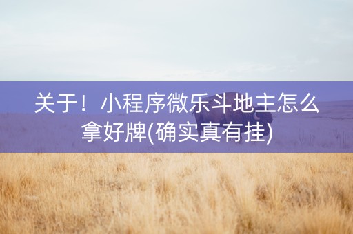 关于！小程序微乐斗地主怎么拿好牌(确实真有挂)