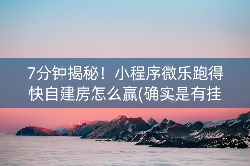 7分钟揭秘！小程序微乐跑得快自建房怎么赢(确实是有挂)