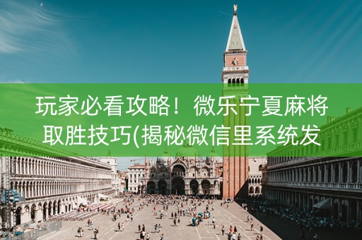 玩家必看攻略！微乐宁夏麻将取胜技巧(揭秘微信里系统发好牌)