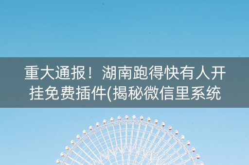 重大通报！湖南跑得快有人开挂免费插件(揭秘微信里系统发好牌)