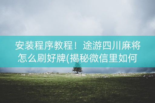 安装程序教程！途游四川麻将怎么刷好牌(揭秘微信里如何让牌变好)