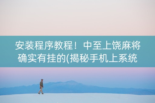 安装程序教程！中至上饶麻将确实有挂的(揭秘手机上系统发好牌)
