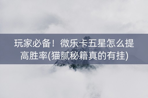 玩家必备！微乐卡五星怎么提高胜率(猫腻秘籍真的有挂)