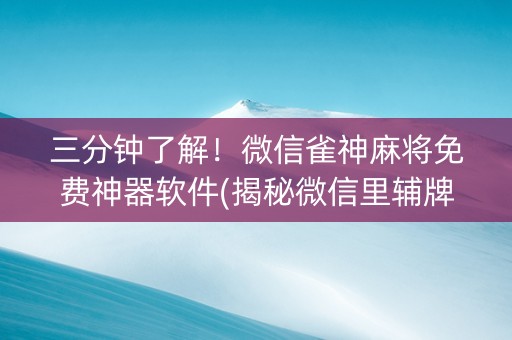 三分钟了解！微信雀神麻将免费神器软件(揭秘微信里辅牌器)