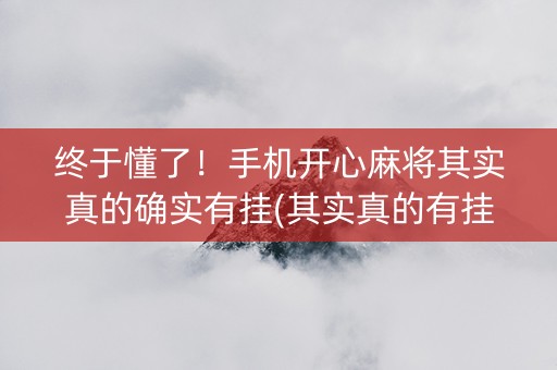 终于懂了！手机开心麻将其实真的确实有挂(其实真的有挂)