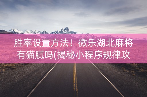 胜率设置方法！微乐湖北麻将有猫腻吗(揭秘小程序规律攻略)