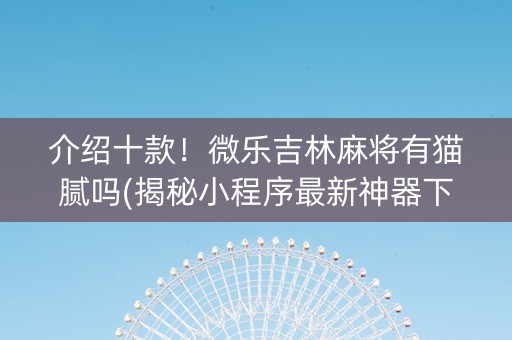 介绍十款！微乐吉林麻将有猫腻吗(揭秘小程序最新神器下载)