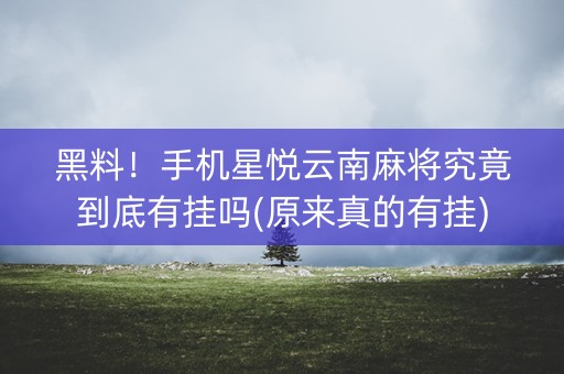 黑料！手机星悦云南麻将究竟到底有挂吗(原来真的有挂)