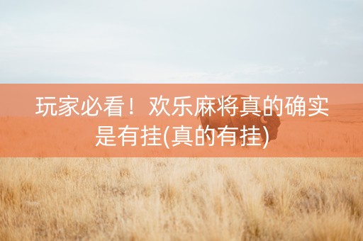 玩家必看！欢乐麻将真的确实是有挂(真的有挂)