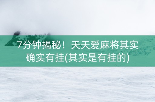 7分钟揭秘！天天爱麻将其实确实有挂(其实是有挂的)