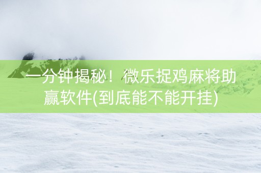 一分钟揭秘！微乐捉鸡麻将助赢软件(到底能不能开挂)
