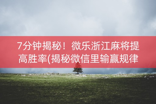7分钟揭秘！微乐浙江麻将提高胜率(揭秘微信里输赢规律)