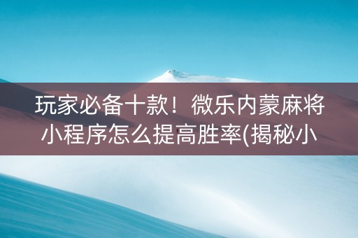 玩家必备十款！微乐内蒙麻将小程序怎么提高胜率(揭秘小程序助手软件)