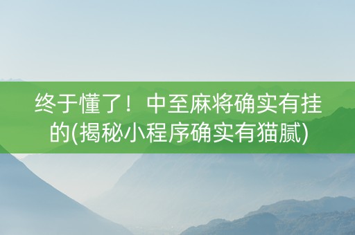 终于懂了！中至麻将确实有挂的(揭秘小程序确实有猫腻)