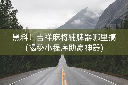 黑料！吉祥麻将辅牌器哪里搞(揭秘小程序助赢神器)