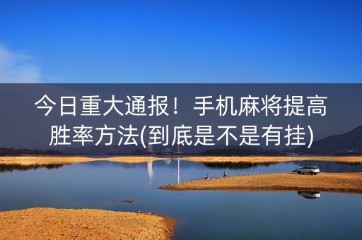 今日重大通报！手机麻将提高胜率方法(到底是不是有挂)