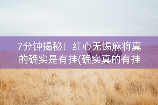 7分钟揭秘！红心无锡麻将真的确实是有挂(确实真的有挂)