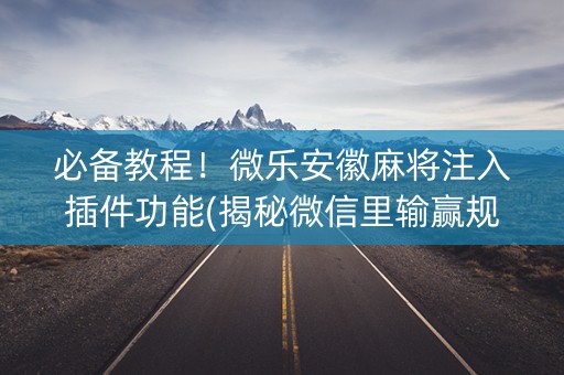 必备教程！微乐安徽麻将注入插件功能(揭秘微信里输赢规律)