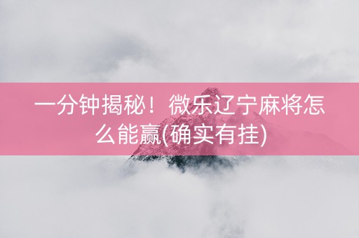 一分钟揭秘！微乐辽宁麻将怎么能赢(确实有挂)