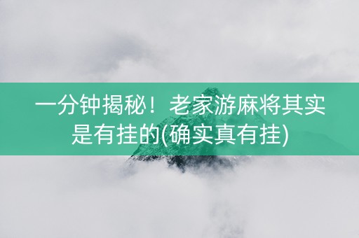 一分钟揭秘！老家游麻将其实是有挂的(确实真有挂)