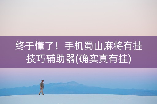 终于懂了！手机蜀山麻将有挂技巧辅助器(确实真有挂)