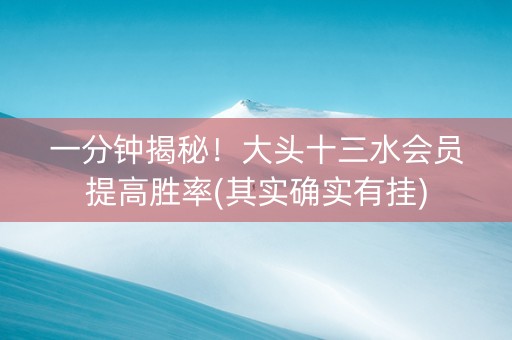 一分钟揭秘！大头十三水会员提高胜率(其实确实有挂)